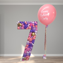 Load image into Gallery viewer, Single Digit Balloon Mosaic - Pinks &amp; Purple