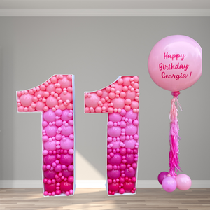 Double Digit Balloon Mosaic - Pink Ombre