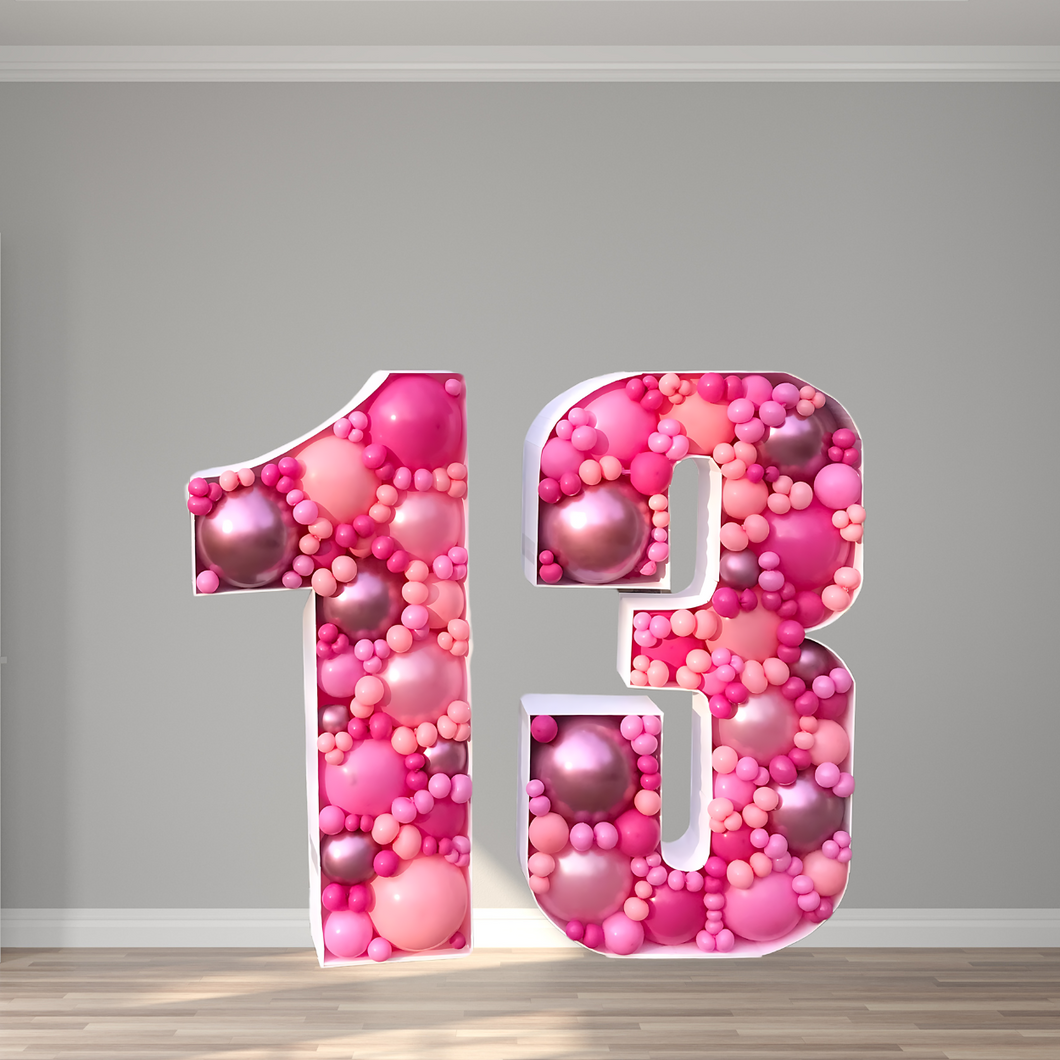 Double Digit Balloon Mosaic in Pinks