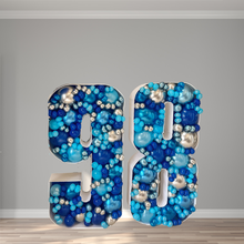 Load image into Gallery viewer, Double Digit Balloon Mosaic - Blues &amp; Silver