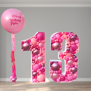 Double Digit Balloon Mosaic in Pinks