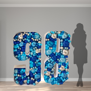 Double Digit Balloon Mosaic - Blues & Silver