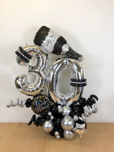 "Black and Silver Salut" Balloon Bouquet